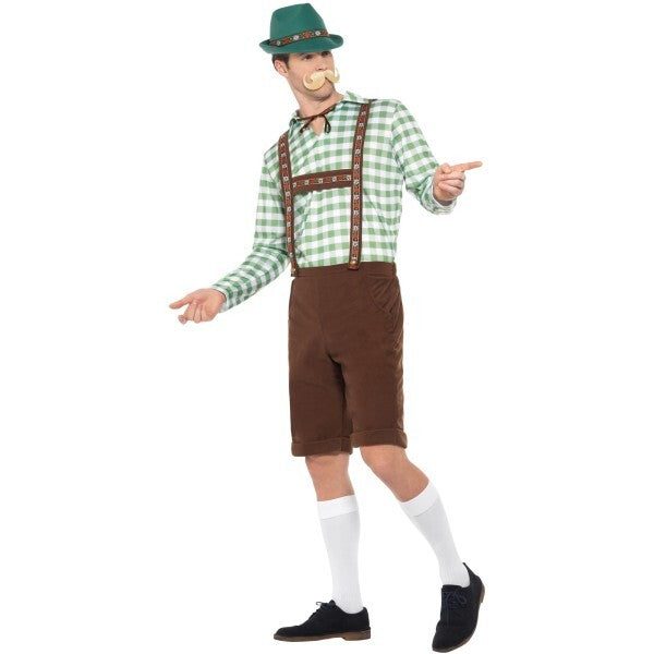 Smiffys Alpine Bavarian Costume green brown shirt lederhosen - British product