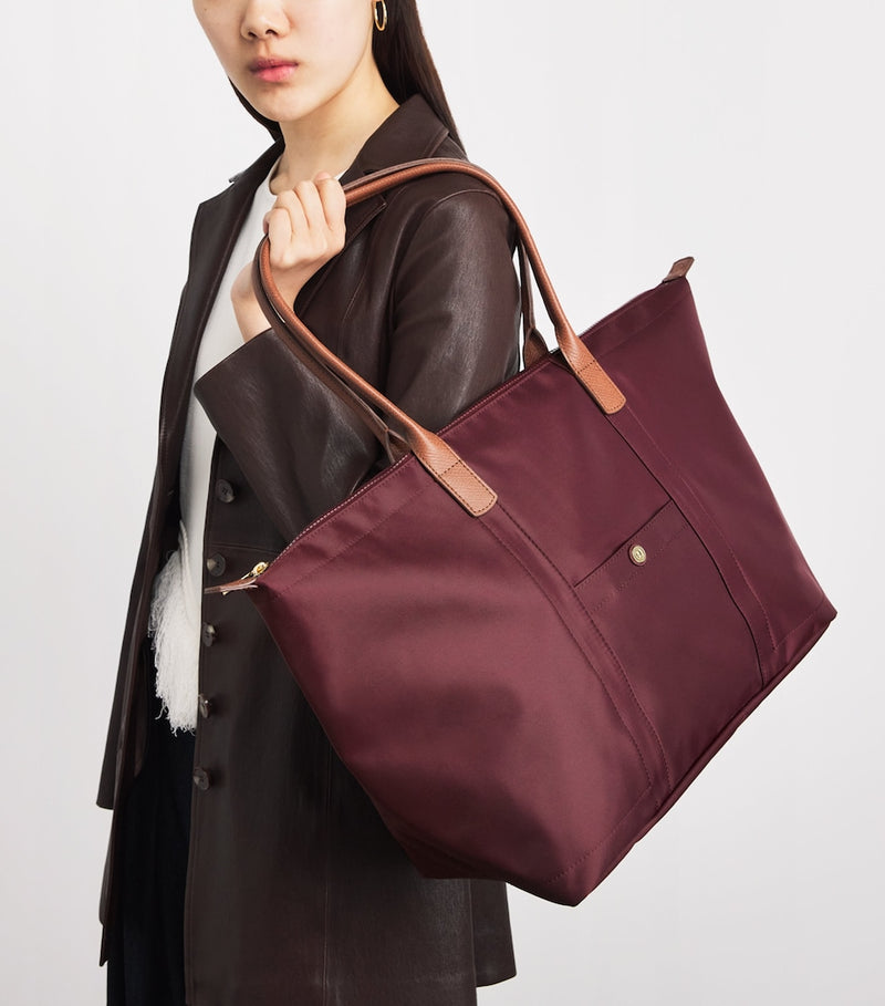 Harrods medium nylon tote bag with leather trim - British product