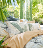 Schlossberg King Oxford cotton pillowcase with hand-painted palm leaves design 50cm x 90cm (British brand)