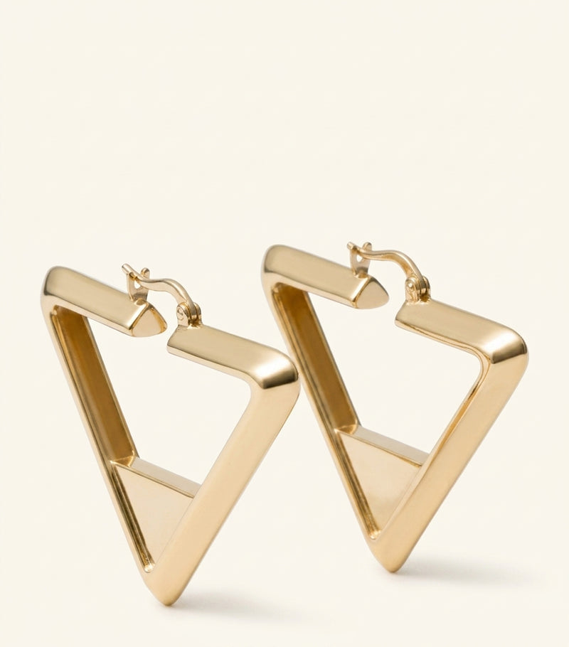 Prada gold-tone Triangle hoop earrings Italian jewelry, UK version
