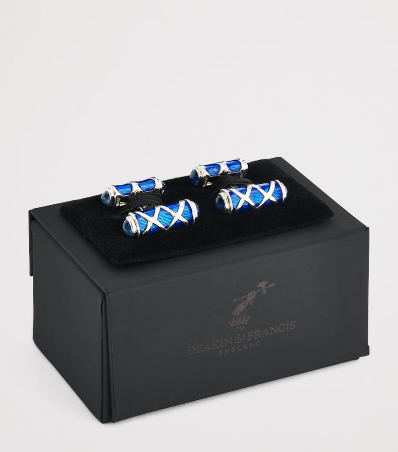 Deakin & Francis cobalt enamel and sapphire cufflinks, UK version