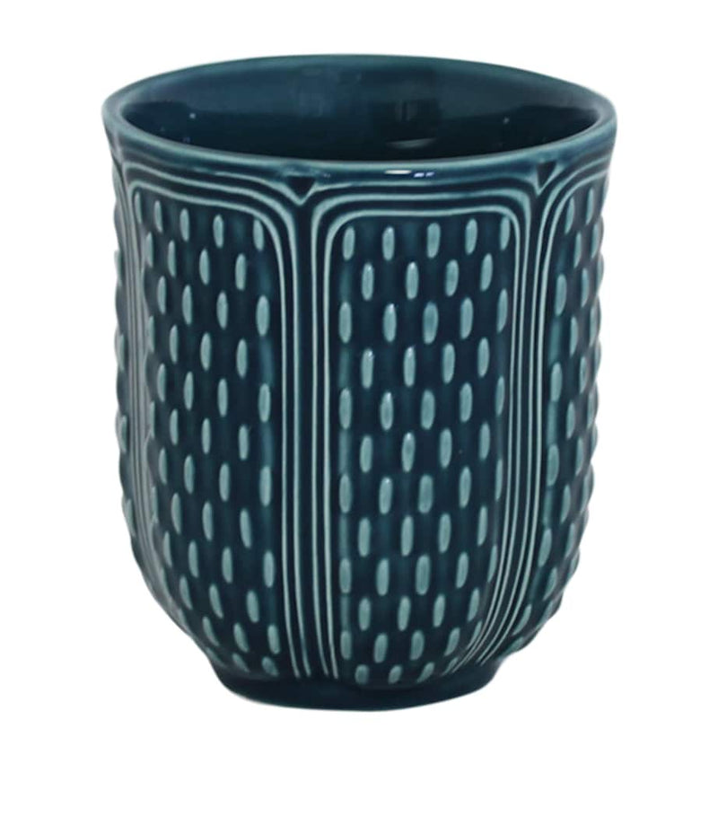 Gien earthenware teacup with cactus relief (British brand)