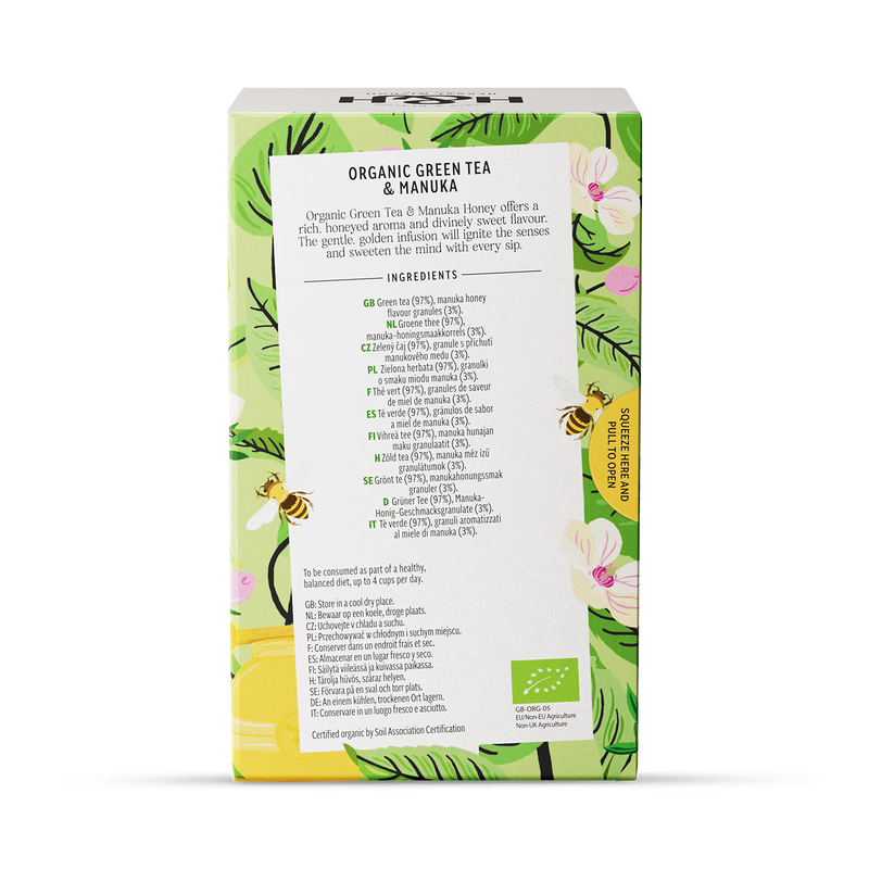 Heath Heather Organic Green Tea Manuka 20 Tea Bags, UK version