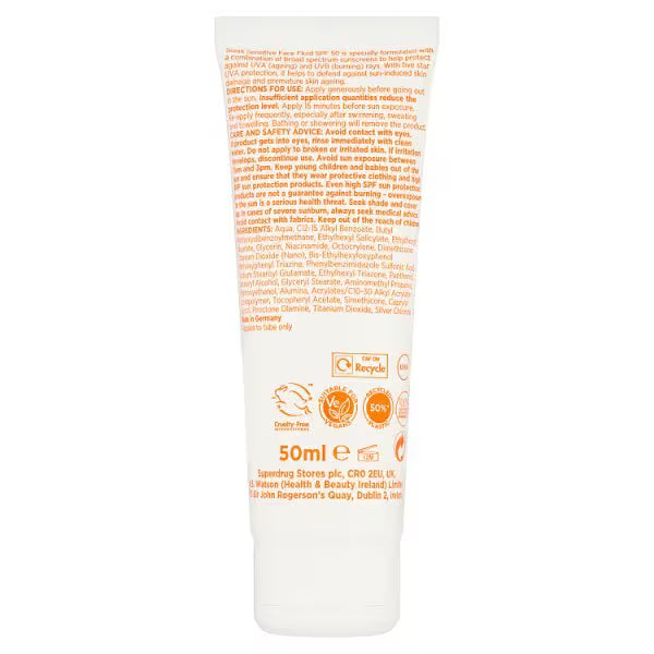 Solait sensitive face fluid SPF50 50ml (British brand)