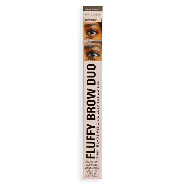 Revolution Fluffy Brow Filter Duo Dark Brown, imported from the UK