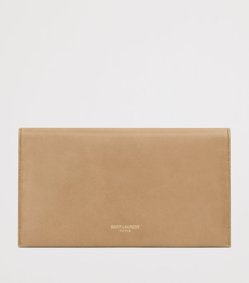 Saint Laurent Large Leather Letter Flap Wallet, imported from the UK