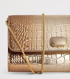 Jeffrey Levinson leather croc-embossed clutch bag compact UK version