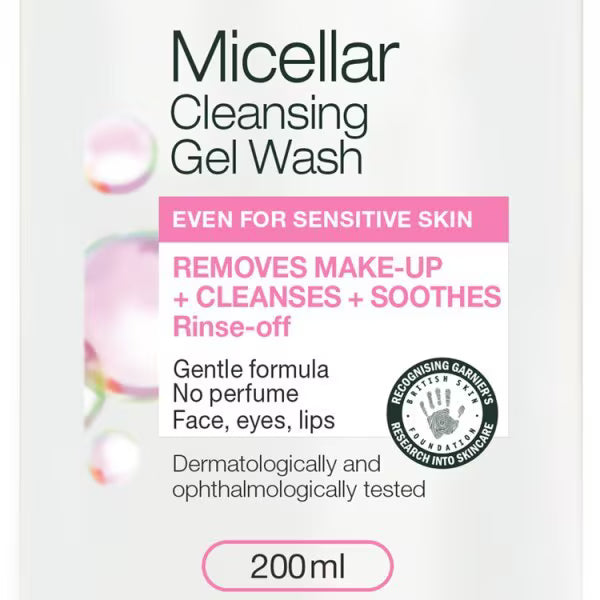 Garnier Micellar Gel Face Wash Sensitive Skin 200ml, imported from the UK