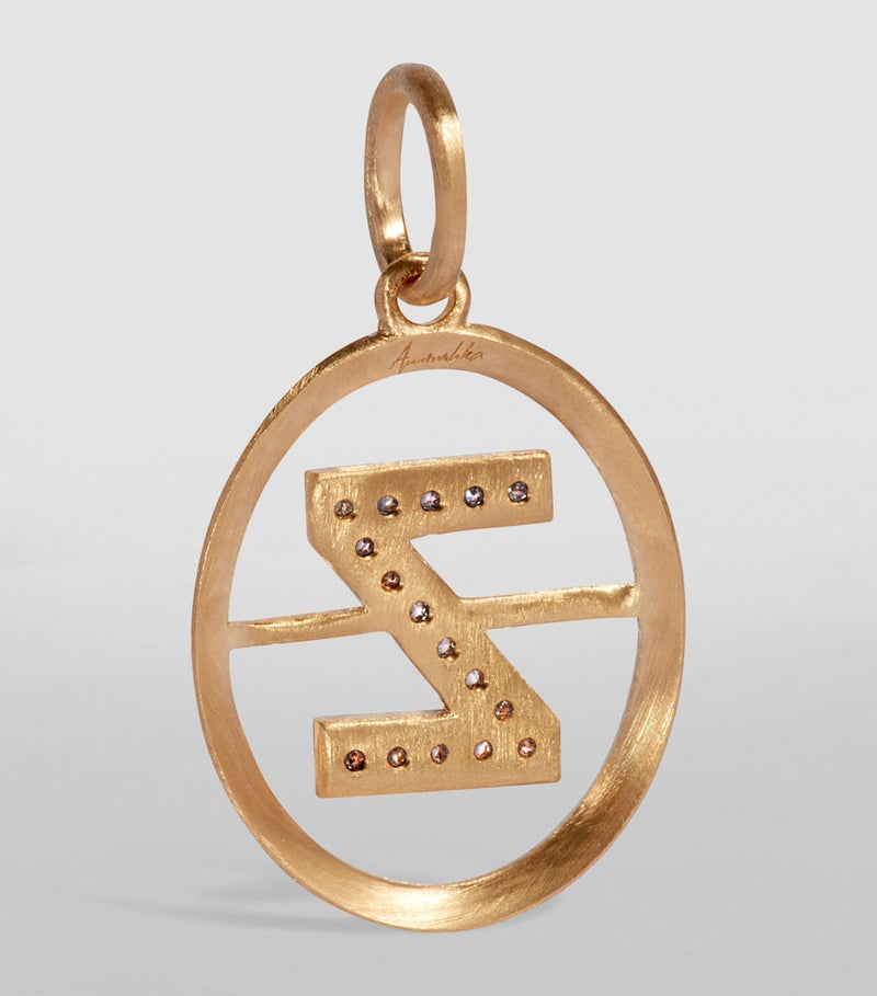 Annoushka yellow gold initial Z diamond pendant - British product