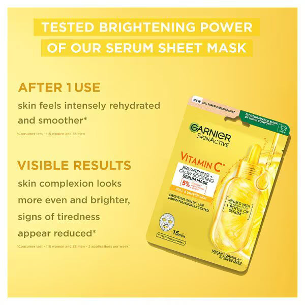 Garnier Vitamin C Brightening Glow Boosting Sheet Mask, UK version