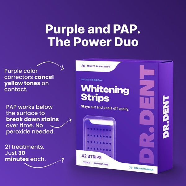 DR.DENT purple whitening strips 42 strips, UK version