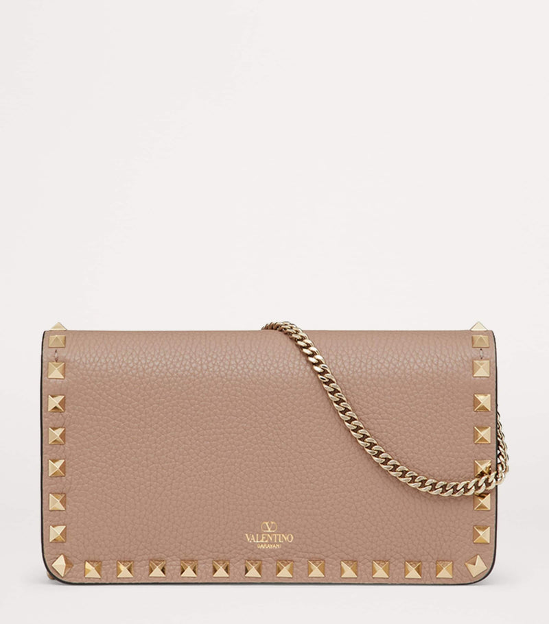 Valentino Garavani Rockstud chain wallet leather, UK version
