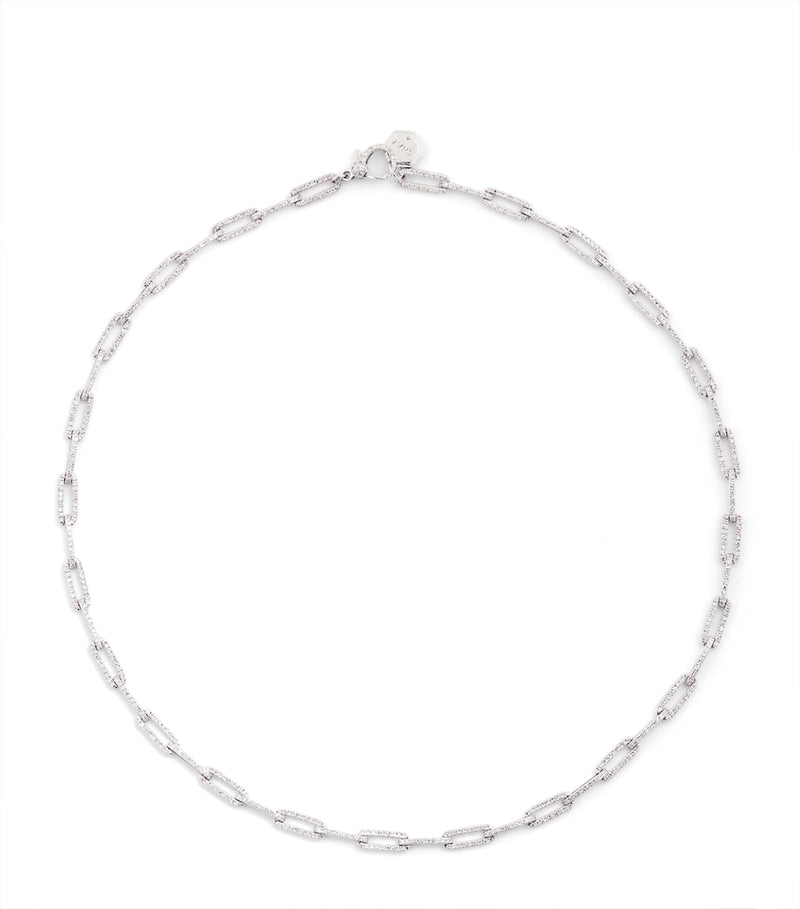 SHAY white gold diamond flat cable link necklace 40-45cm, UK version