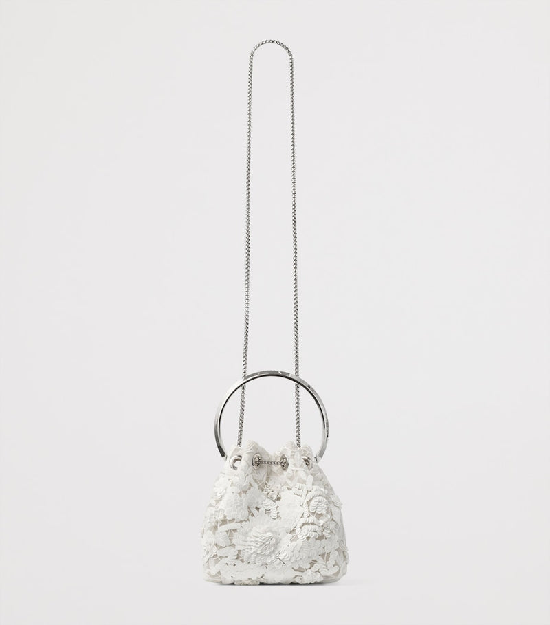Jimmy Choo Bon Bon top-handle bag with embroidered lace and sequins - British product