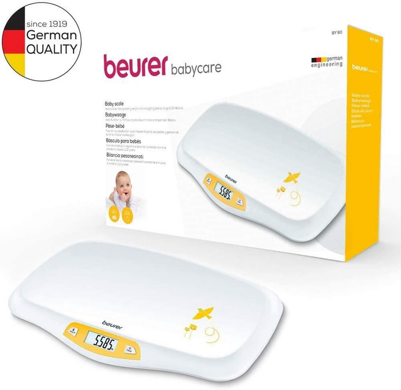 Beurer baby scale with curved weighing platform white - British product
