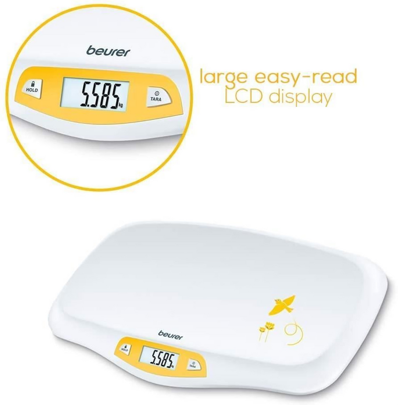 Beurer baby scale with curved weighing platform white - British product