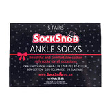 Sock Snob black cotton socks hearts bows 5 pack (British brand)