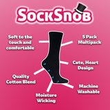 Sock Snob black cotton socks hearts bows 5 pack (British brand)