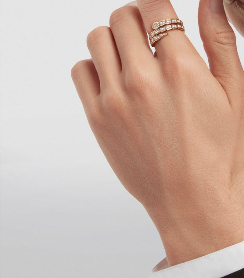 Bvlgari Serpenti Viper rose gold diamond ring (British brand)