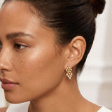Superdrug MUCHV Statement Cascade Stud Earrings in 18k Gold Drop Earrings 2.2cm- Buy online at McGrocer