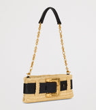 Balmain luxury faux raffia Anthem clutch bag, UK version