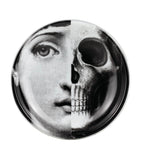 Fornasetti ashtray with face and skull design, number 288, approx. 3.5cm high and 13cm wide - British product
