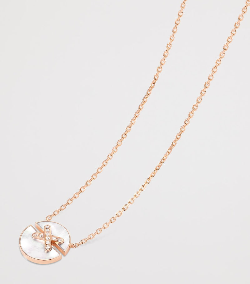 Chaumet pendant necklace rose gold diamond mother-of-pearl, imported from the UK