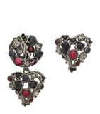 Saint Laurent Cassandre earrings, crystal hearts and brass, imported from the UK