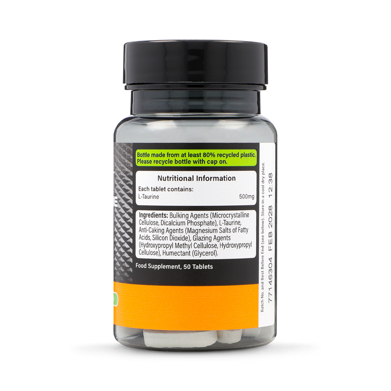 L-Taurine 500mg fitness supplement tablets 50ct (British brand)