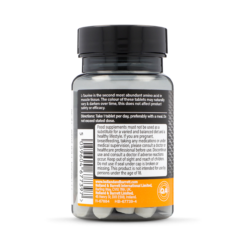L-Taurine 500mg fitness supplement tablets 50ct (British brand)