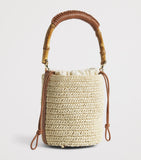 Self-Portrait mini raffia bucket bag, imported from the UK