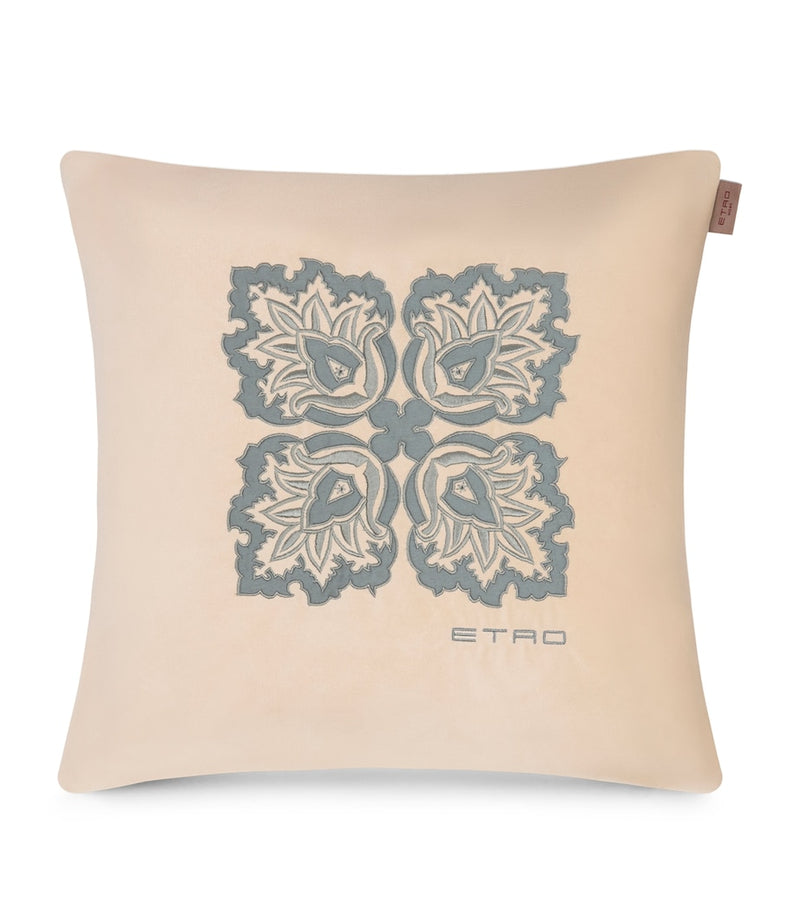 Etro velvet embroidered Loto cushion 45cm, imported from the UK