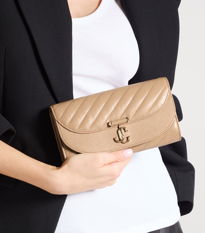 Jimmy Choo Curve leather chain wallet with gold-tone hardware - British product