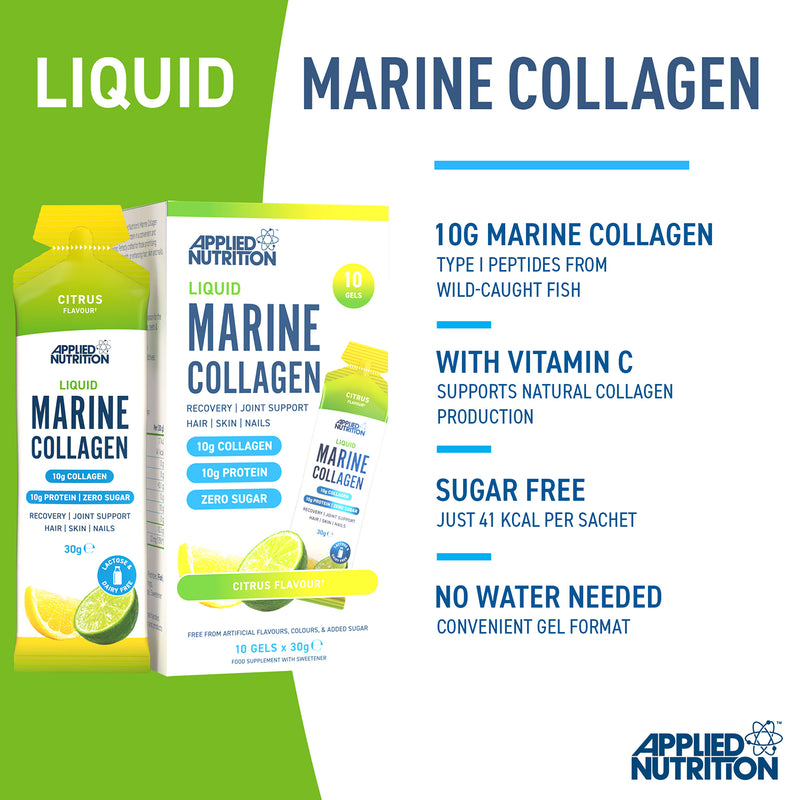 Applied Nutrition liquid marine collagen citrus 10 sachets, UK version