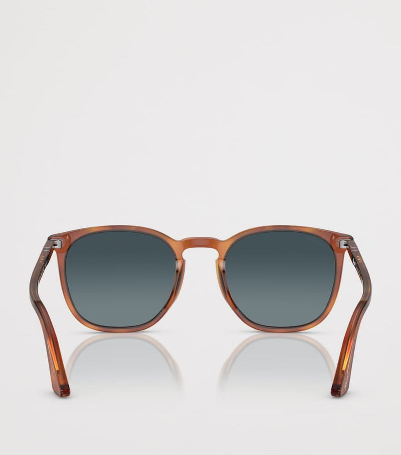 Persol acetate round sunglasses with keyhole bridge, UK version