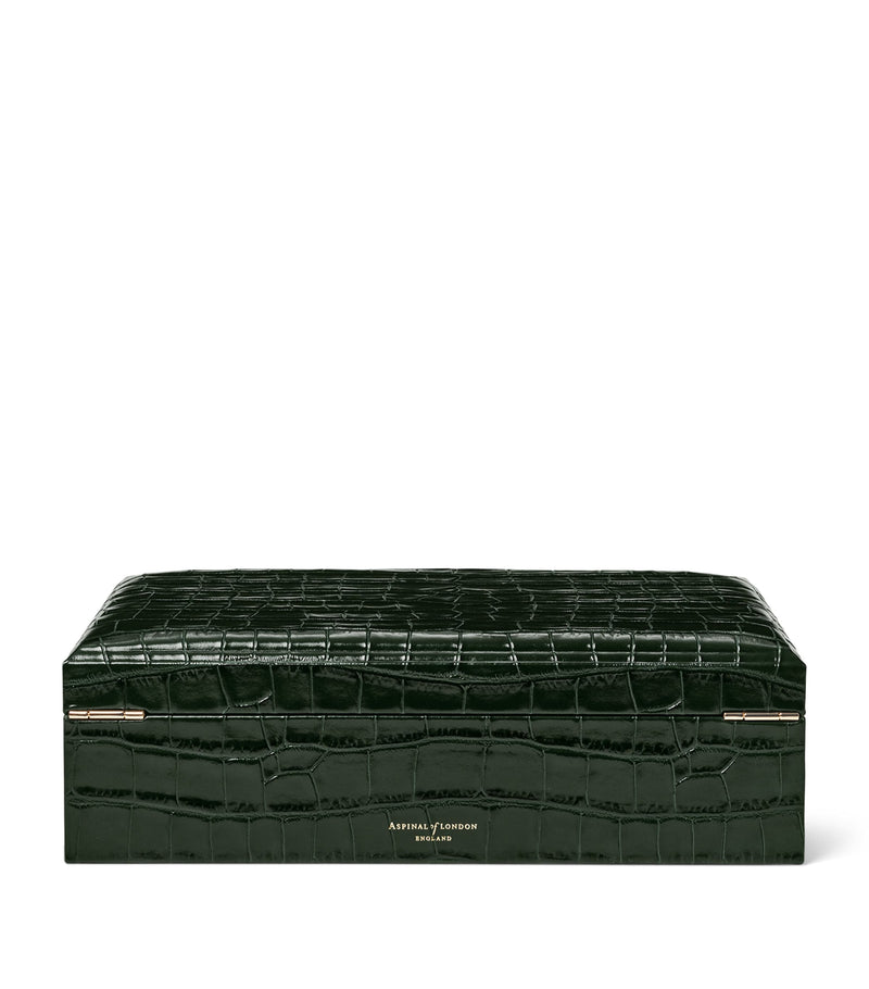 Aspinal of London Savoy leather croc-embossed jewellery box - British product