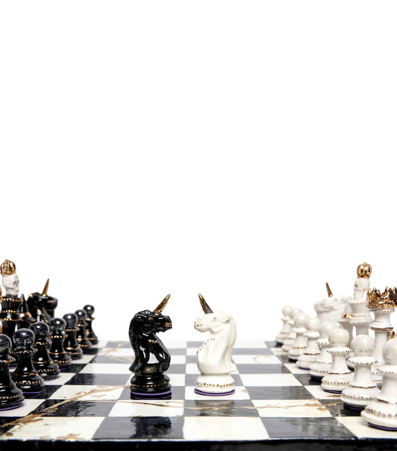 Purling earthenware gold leaf chess set, imported from the UK