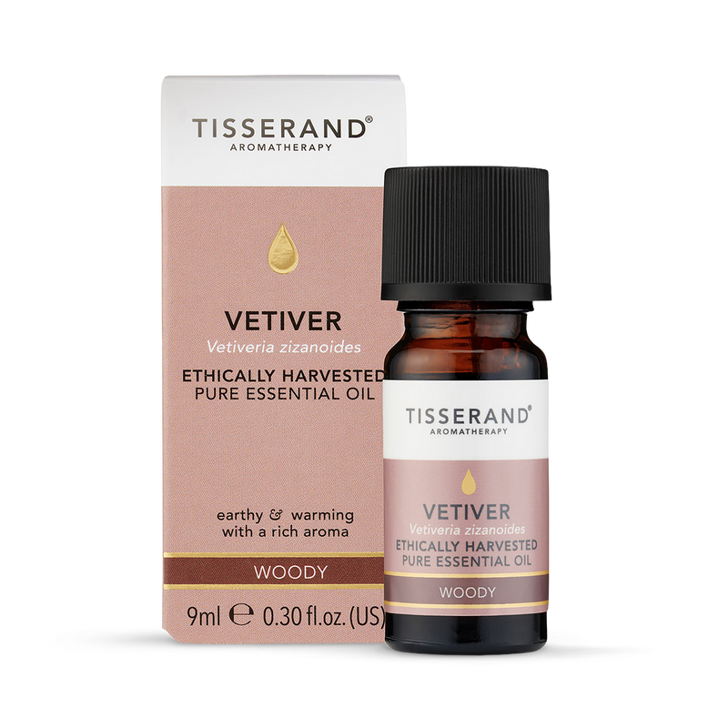 Tisserand Vetiver Essential Oil Pure 9ml, imported from the UK