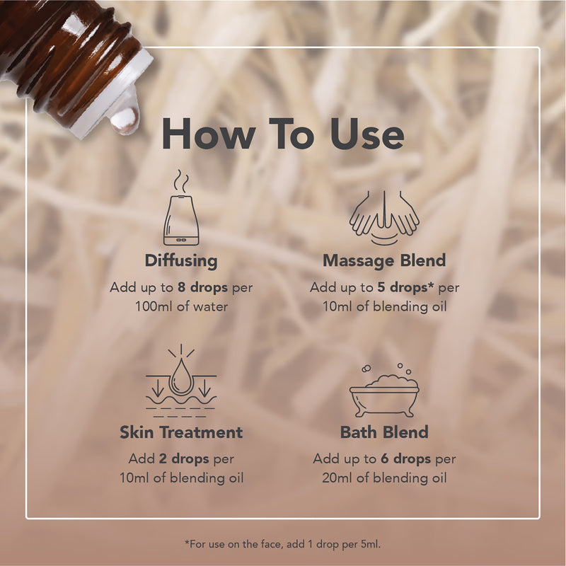 Tisserand Vetiver Essential Oil Pure 9ml, imported from the UK