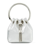 Jimmy Choo Micro Bon Bon top-handle bag silver leather (British brand)