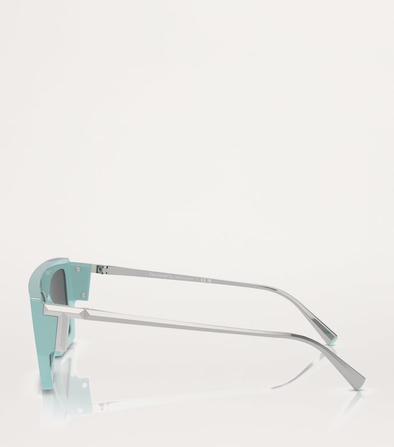 Tiffany & Co. injected rectangular sunglasses with blue tips, from the UK