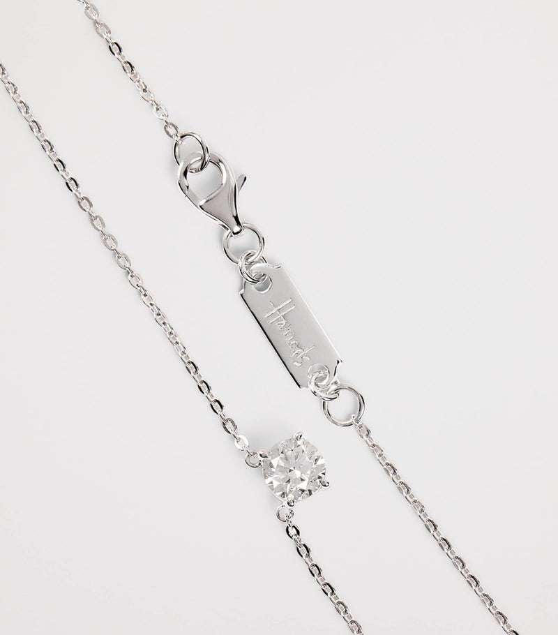 Harrods white gold diamond pendant necklace 0.75ct (British brand)