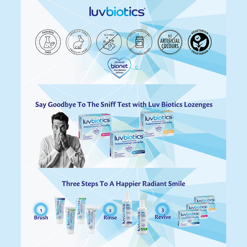 Luvbiotics probiotic dental lemon lozenges, UK version
