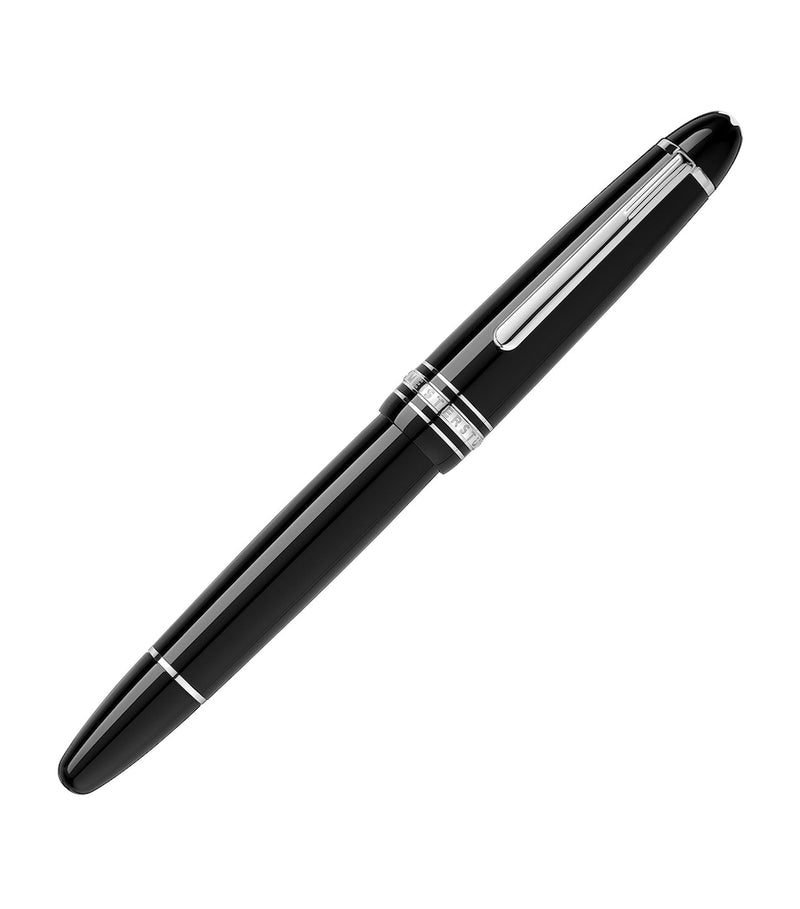Montblanc platinum-coated rollerball pen with black resin and emblem, imported from the UK