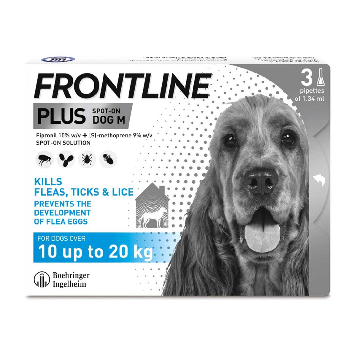 Frontline Plus Spot-On Medium Dog 10-20kg - 3 x 1.34ml Pipettes GOODS Boots   