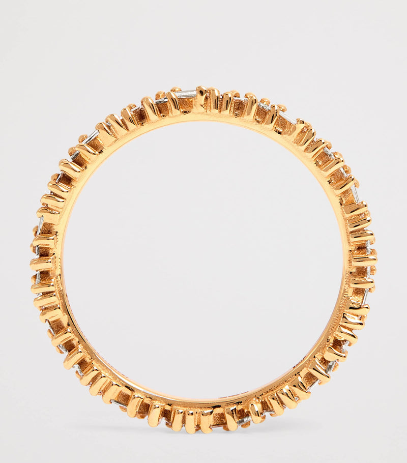 Suzanne Kalan yellow gold and diamond tech ring jackets size 8.5 (British brand)