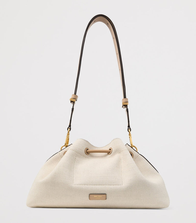 Jimmy Choo medium Cinch bucket bag in recycled canvas (British brand)