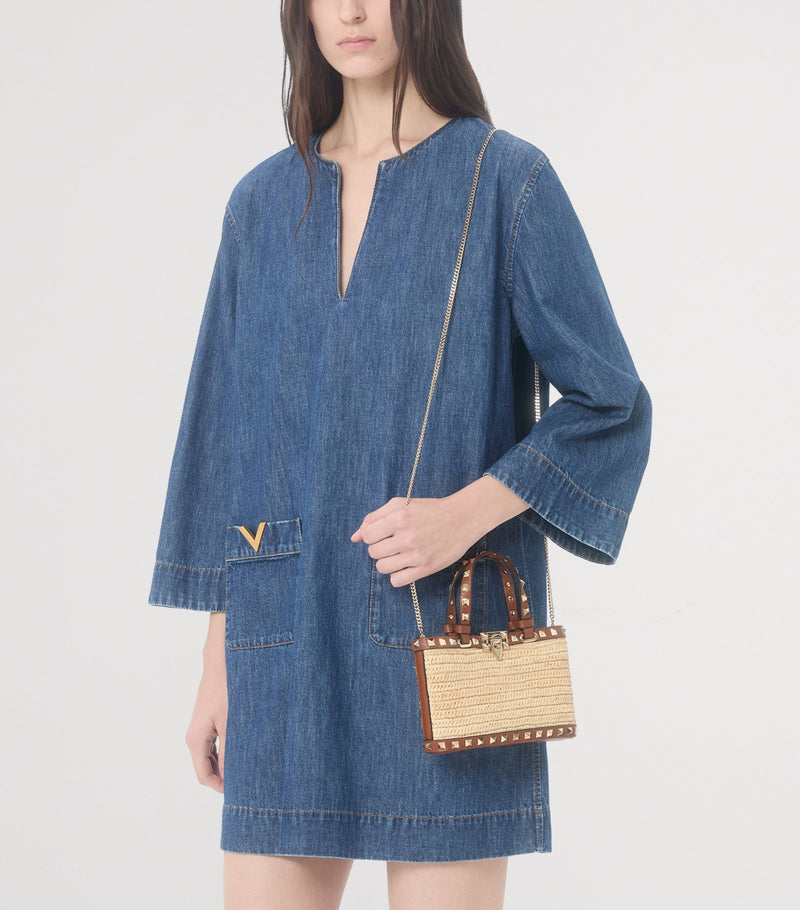 Valentino Garavani Mini Straw Rockstud handbag, imported from the UK