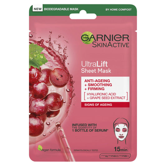 Garnier Ultralift Anti Ageing Radiance Boosting Face Sheet Mask 32g Masks Sainsburys   