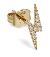 Harrods Maria Tash Yellow Gold and Diamond Lightning Bolt Threaded Stud Earring (11mm)- Buy online at McGrocer
